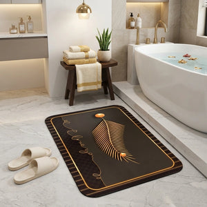 Luxury Black Gold Welcome Door Mat | Anti-Slip Floor Mat | Modern Bathroom & Entrance Rug | Soft Absorbent Home Decor Mat