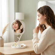 Flower Shaped Makeup Mirror with Tray | Tabletop Vanity Organizer