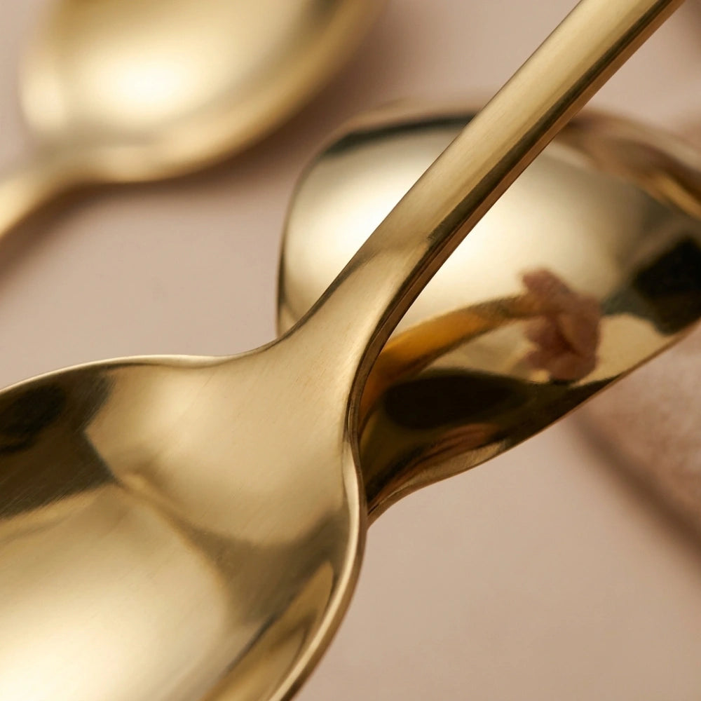 6-Piece Gold Stainless Steel Dessert Spoon Set – Mini Coffee, Tea & Ice Cream Spoons | Mirror Finish, Reusable & Dishwasher Safe (6 pcs)