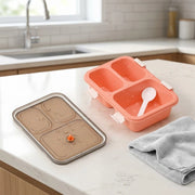3 Compartment Lunch Box with Spoon | Leak-Resistant Bento Lunch Box for School | BPA-Free Food Storage Tiffin Box for Kids & Adults