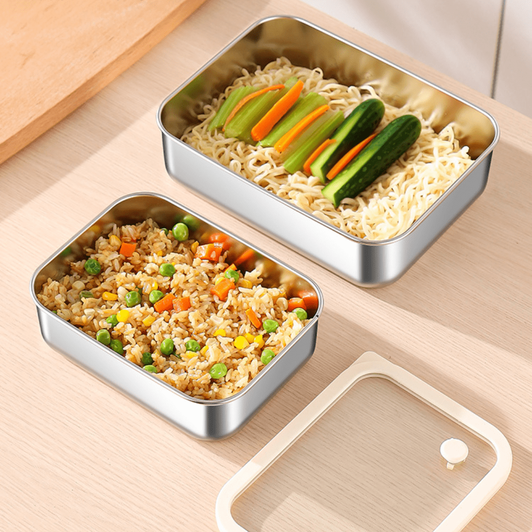 Durable Stainless Steel Meal Prep Box | Multi-Purpose Refrigerator & Pantry Organizer