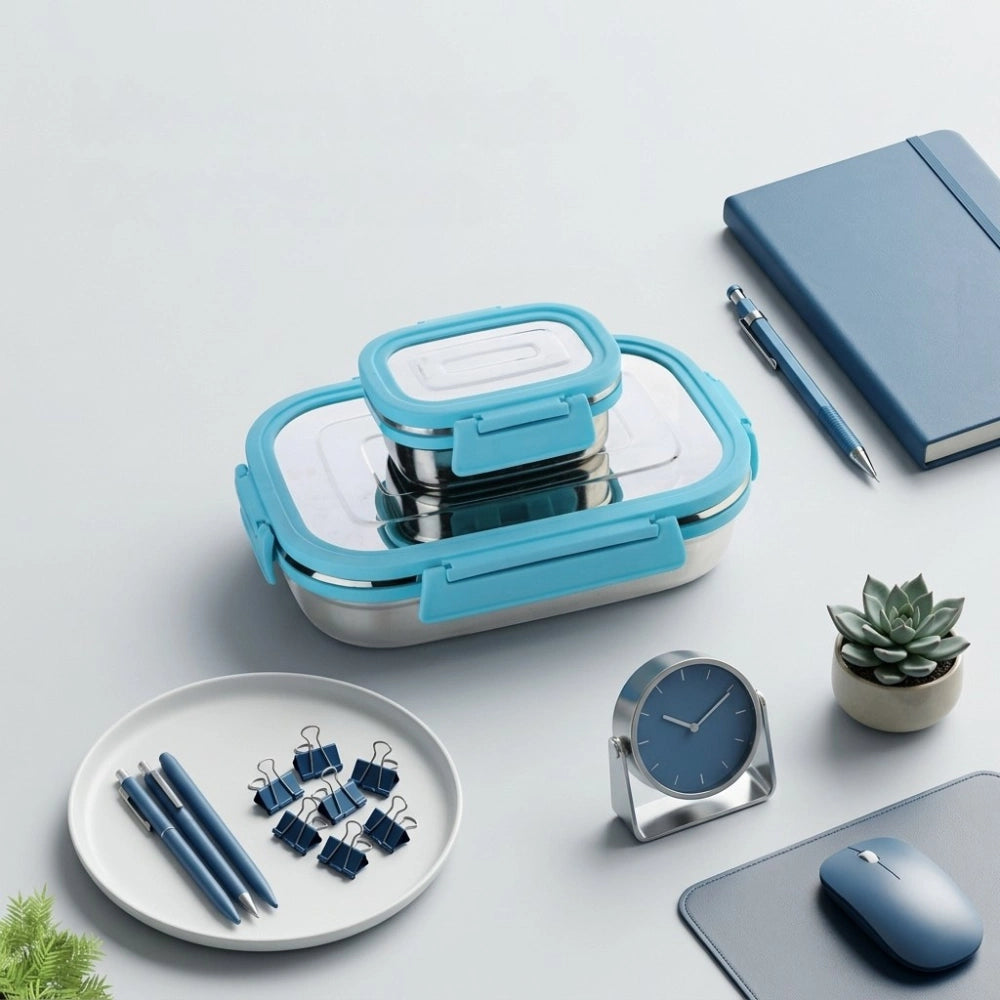 Fusion Stainless Steel Lunch Box Set with Airtight Leak-Proof Lids | Premium Food Grade Tiffin Box for Office, School & Travel | Reusable Lunch Containers