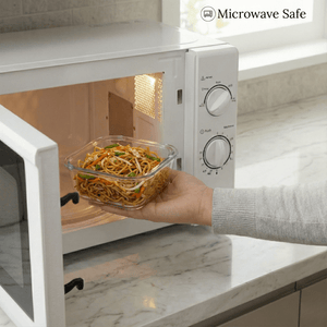 800ml Premium Square Borosilicate Glass Container | Vented Glass Lid Fresh-Air Circulation