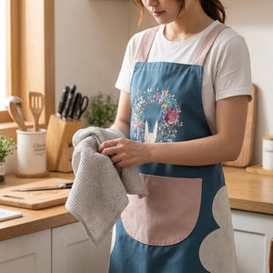 Waterproof Kitchen Apron for Women with Built-In Towel & Front Pocket | Comfortable Cooking Apron for Home & Chef Use