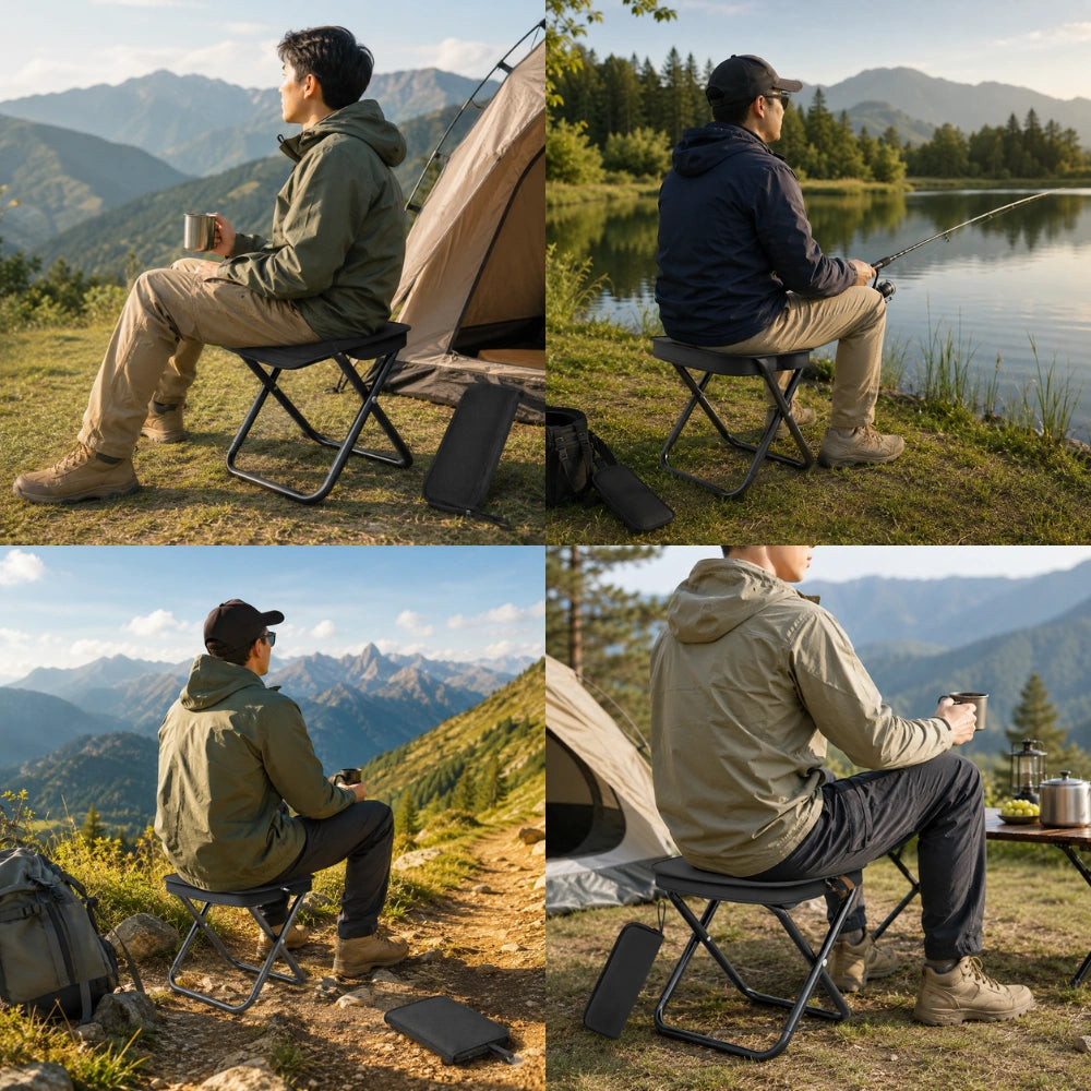 Portable Folding Stool with Carry Pouch | Lightweight Travel Seat | Compact Foldable Stool for Camping, Fishing, Picnic & Outdoor Use