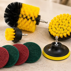 8PCS Drill Brush Cleaning Attachment Set | Nylon Scrub Brushes & Scouring Pads for Bathroom, Kitchen, Tile, Floor & Car Cleaning