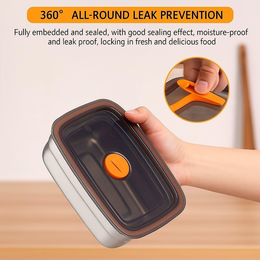 316 Stainless Steel Food Storage Container with Lid | Leakproof & Microwave Safe (1-