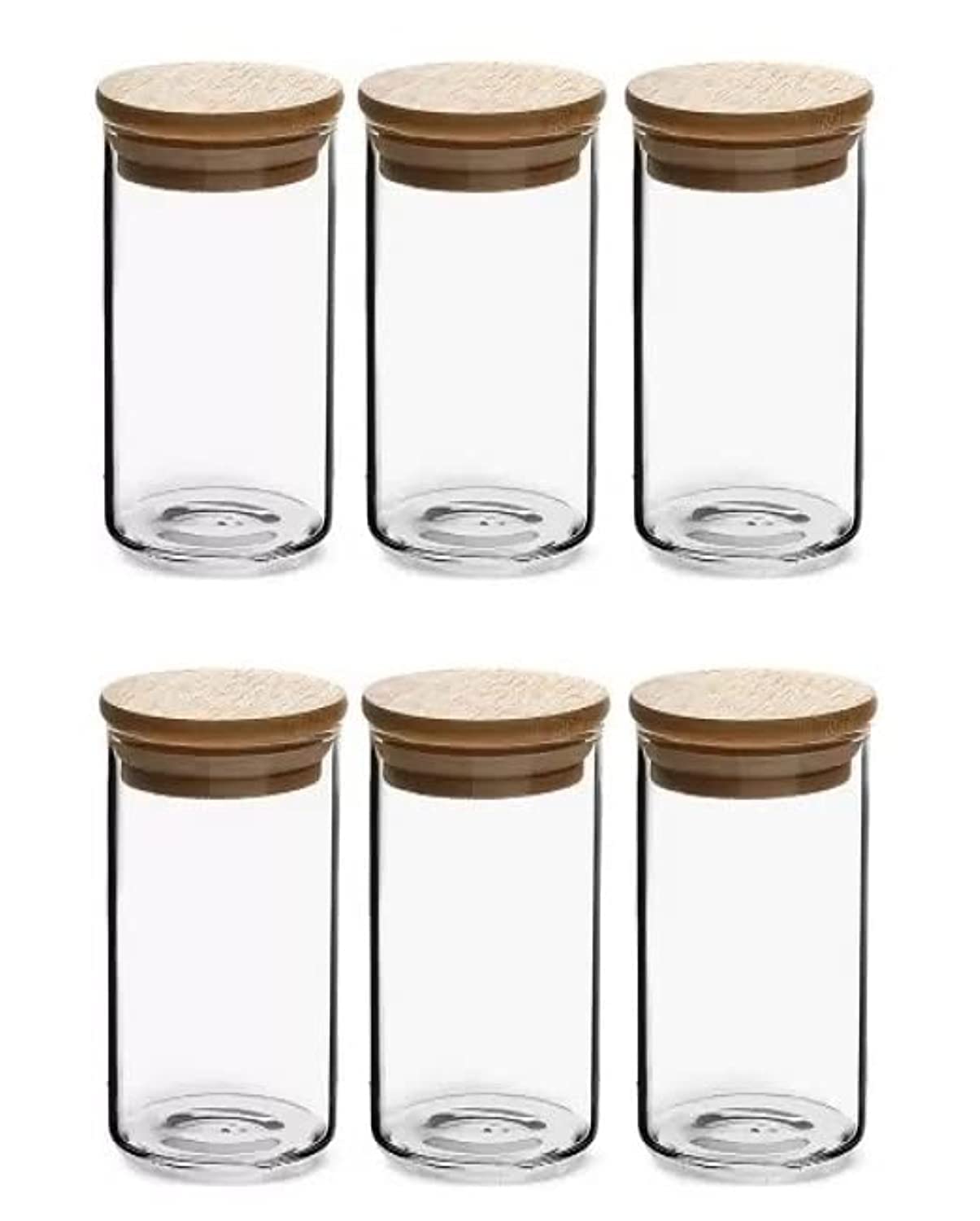 320 ML Borosilicate Glass Jars with Bamboo Wood Air Tight Lids