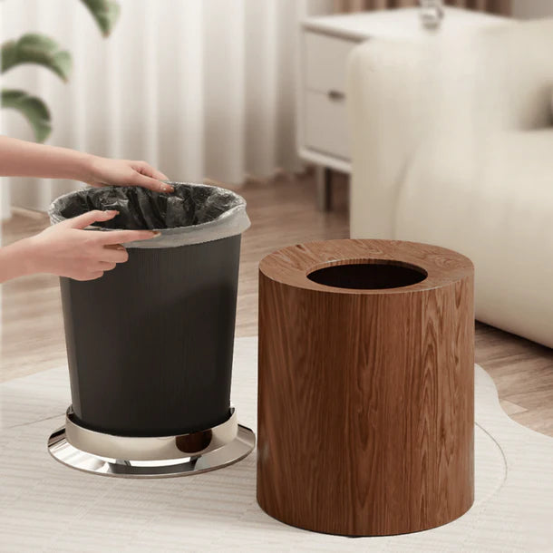 Luxury Wood Grain Trash Can