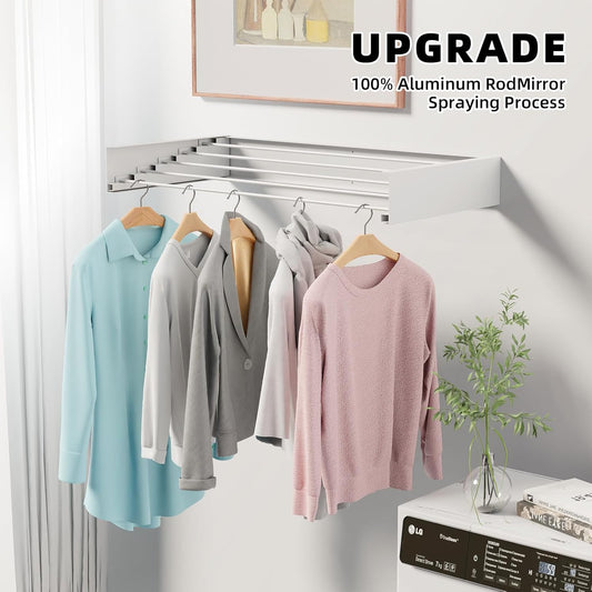 40 in. Indoor/Outdoor Retractable Industrial Gray Wall Mount Drying Rack