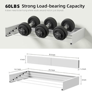 40 in. Indoor/Outdoor Retractable Industrial Gray Wall Mount Drying Rack