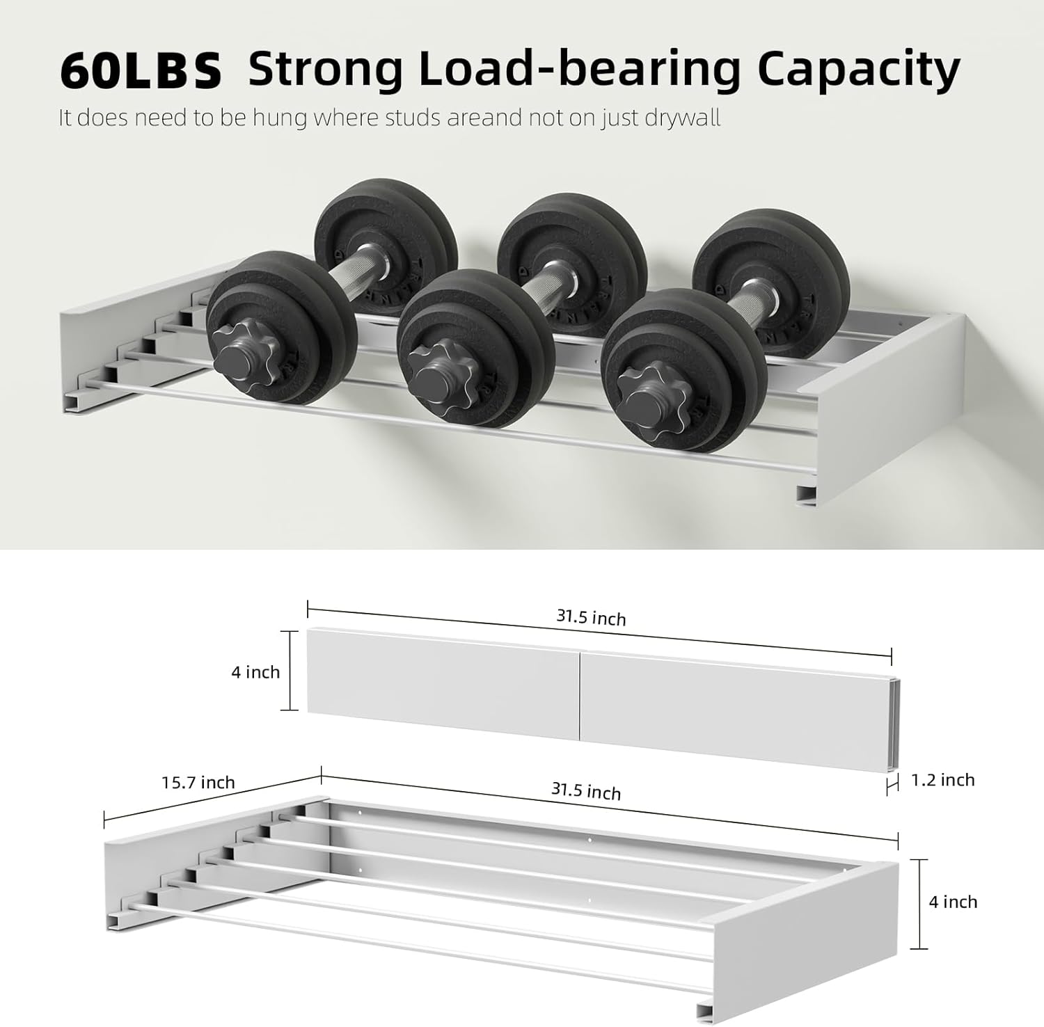 40 in. Indoor/Outdoor Retractable Industrial Gray Wall Mount Drying Rack