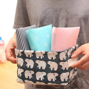 Mini Canvas Storage Basket | Foldable Desktop Organizer