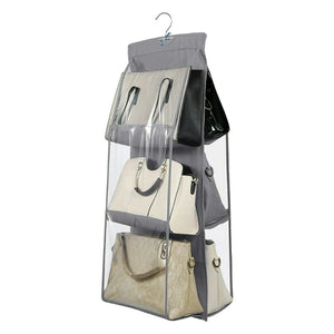 Hanging Handbag Organizer for Closet With 6 Large Compartments & Hanger