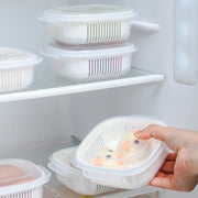4Pcs Multi-Compartment Produce Storage Box | Airtight Fridge Organizer for Fruits, Vegetables, Garlic & Ginger