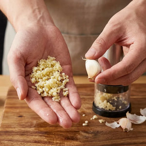 Manual Press Garlic Chopper | Stainless Steel Mini Food Chopper & Garlic Mincer | Compact Hand Press Vegetable Dicer