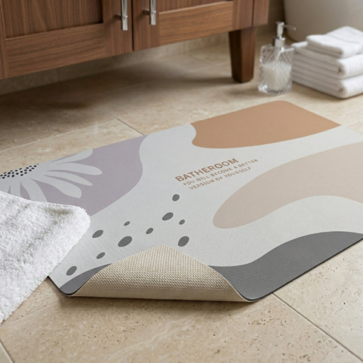 Abstract Minimalist Bathroom Floor Mat | Soft Non-Slip Absorbent Bath Rug Modern Decorative Bathroom Door Mat Quick Dry Washable Floor Carpet