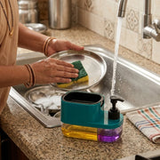 3 in 1 Liquid Soap Dispenser with Sponge Holder | Pump Soap Dispenser for Kitchen & Bathroom
