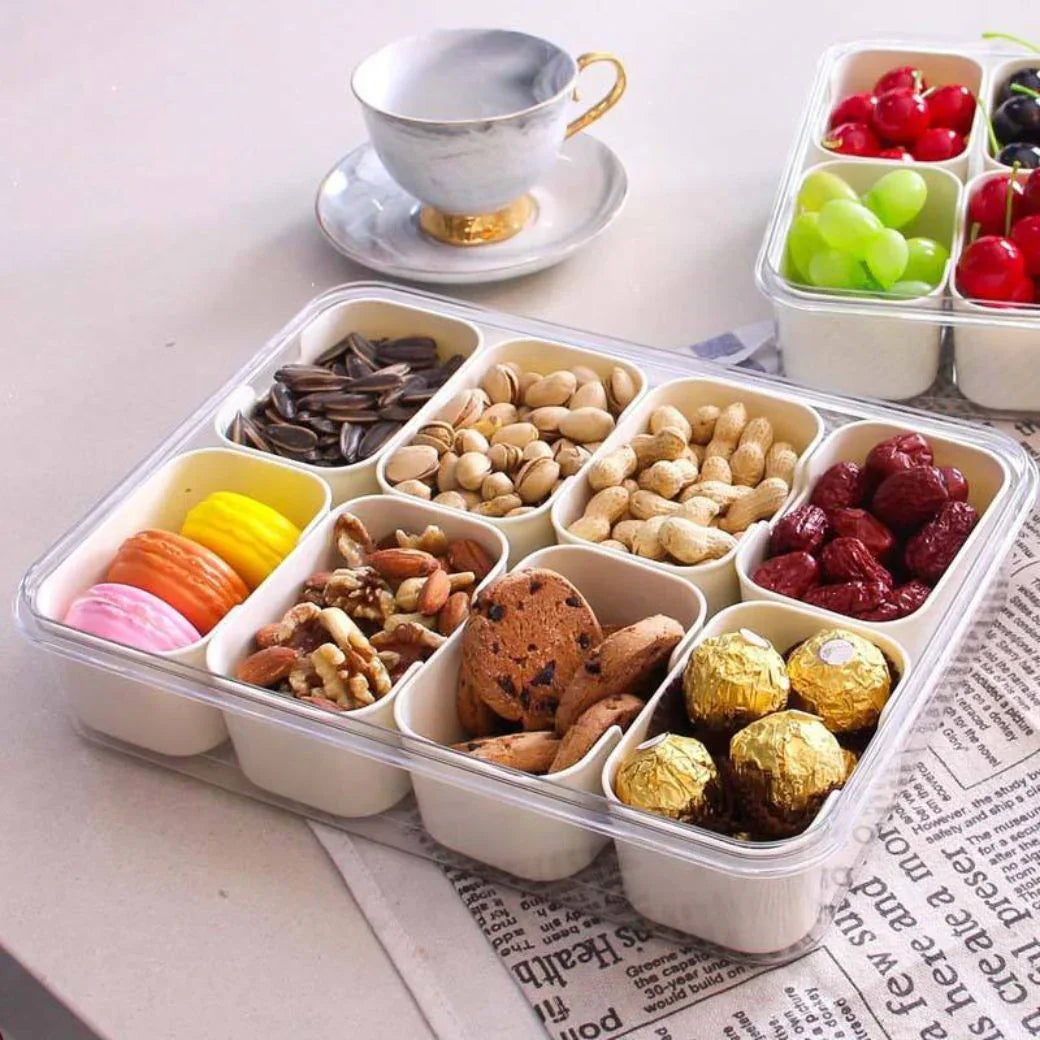 Snackle Storage Organizer – 8-Section Portable Snack Container with Adjustable Dividers - Housious