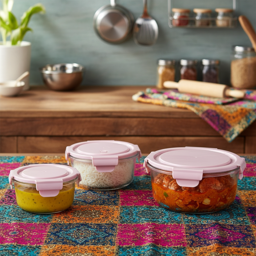 Easy Flow Cereal Dispenser Set of 3 | Airtight Kitchen Storage Jars for Rice, Pasta & Pulses (400ml, 600ml, 800ml) Leak-Proof, Easy Pour Design