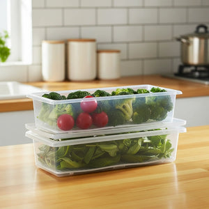 Fridge Storage Containers Set | Stackable Freezer Organizer Boxes with Drain Tray & Airtight Lids, Heavy-Duty Food Storage for Meat, Fruits & Vegetables