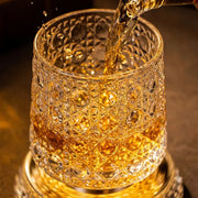 LED Rotating Whiskey Glasses 300ml – Pack of 2 | Crystal Cut 360° Spinning Rocks Glasses with LED Base for Whiskey, Scotch & Cocktails