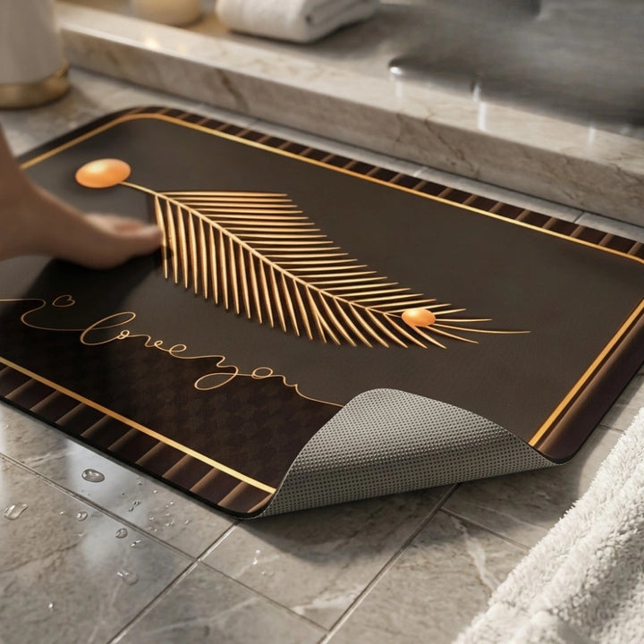 Luxury Black Gold Welcome Door Mat | Anti-Slip Floor Mat | Modern Bathroom & Entrance Rug | Soft Absorbent Home Decor Mat