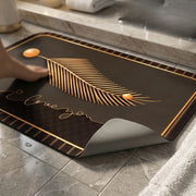 Luxury Black Gold Welcome Door Mat | Anti-Slip Floor Mat | Modern Bathroom & Entrance Rug | Soft Absorbent Home Decor Mat