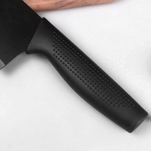 3-Piece Black Kitchen Knife Set | Santoku, Cleaver & Paring Knives with Blade Guards | Non-Stick Stainless Steel Kitchen Knife Set