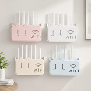 Self-Adhesive WiFi Router Storage Box, Wall Mount Router Holder, Router & Setup Box Storage Shelf with Cable Management, Floating WiFi Stand for Wall, Home & Office