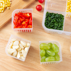 4 Grid Fridge Organizer Box | Polypropylene Vegetable Storage Container for Garlic, Ginger, Coriander Leaves, Green Chili Diced...