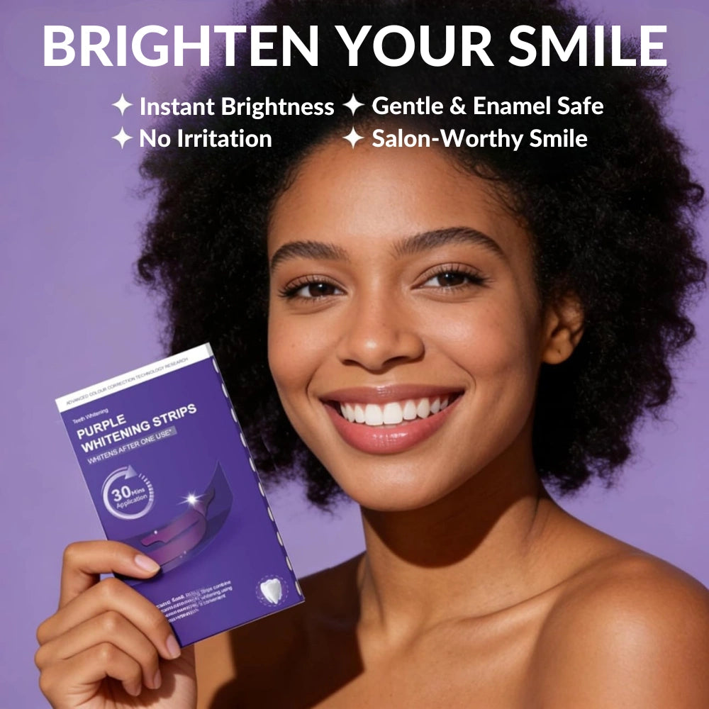 Purple Teeth Whitening Strips Kit | Enamel Safe Whitening Strips for Sensitive Teeth | Removes Yellow Stains & Whitens Teeth Fast | 7 Strip in pack 1