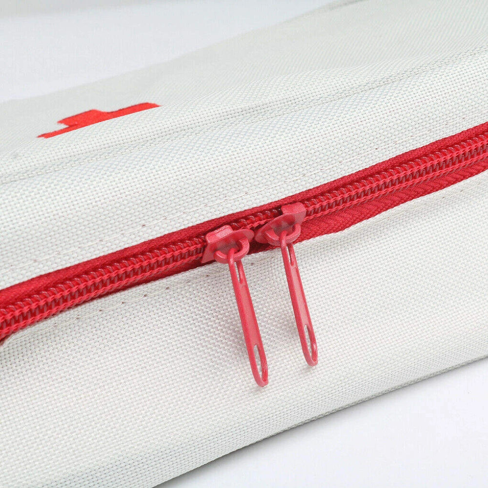 Emergency First Aid Kit Pouch with Handle | Multi-Layer Fabric Medicine Organizer Bag for Travel, Home, Car