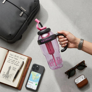 1300ml Ice Cream Theme Tumbler with Straw & Fruit Infuser | Leakproof Sports Water Bottle with Handle, Large Capacity Detox Sipper Cup for Gym, Travel & Daily Hydration