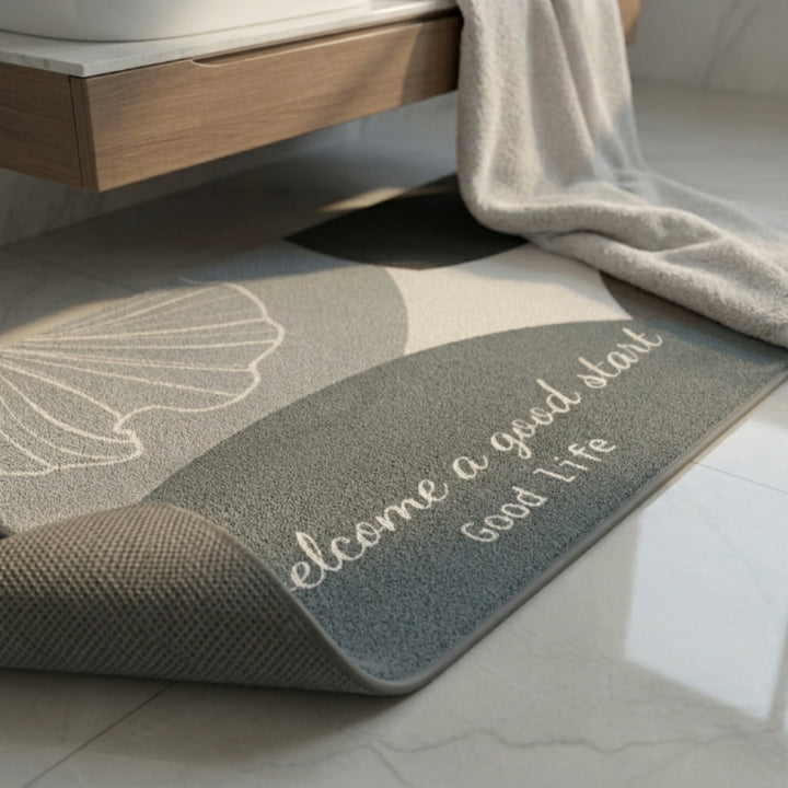 Modern Abstract Anti-Slip Bathroom Mat | Soft Absorbent Quick Dry Floor Rug Minimalist Entryway & Washroom Carpet