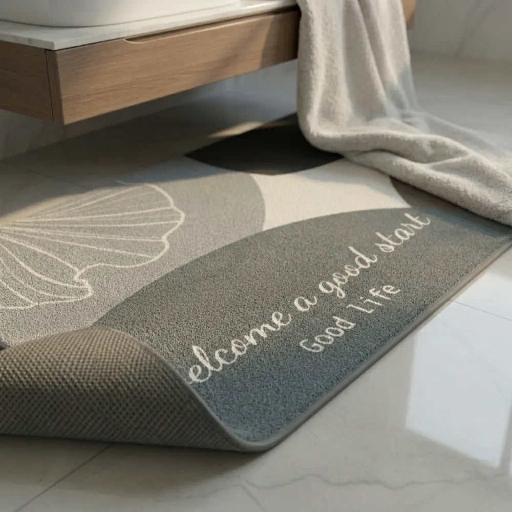 Modern Abstract Anti-Slip Bathroom Mat | Soft Absorbent Quick Dry Floor Rug Minimalist Entryway & Washroom Carpet