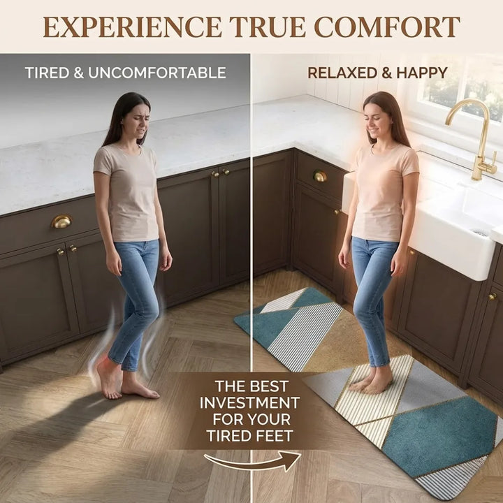 2-Piece Kitchen Mat Set | Waterproof Memory Foam Anti-Fatigue Non-Slip Rugs for Kitchen, Sink, Laundry & Office (120x40cm + 40x60cm)