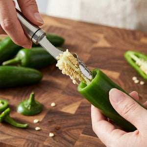 Stainless Steel Chili Corer & Seed Remover Tool | Pepper Deseeder for Jalapeños, Green Chilies & Peppers | Easy Kitchen Gadget