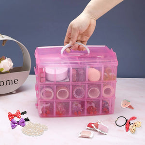 3 Layer Transparent Jewelry Storage Box with 18 Grids | Portable Makeup & Earring Organizer Case with Removable Dividers