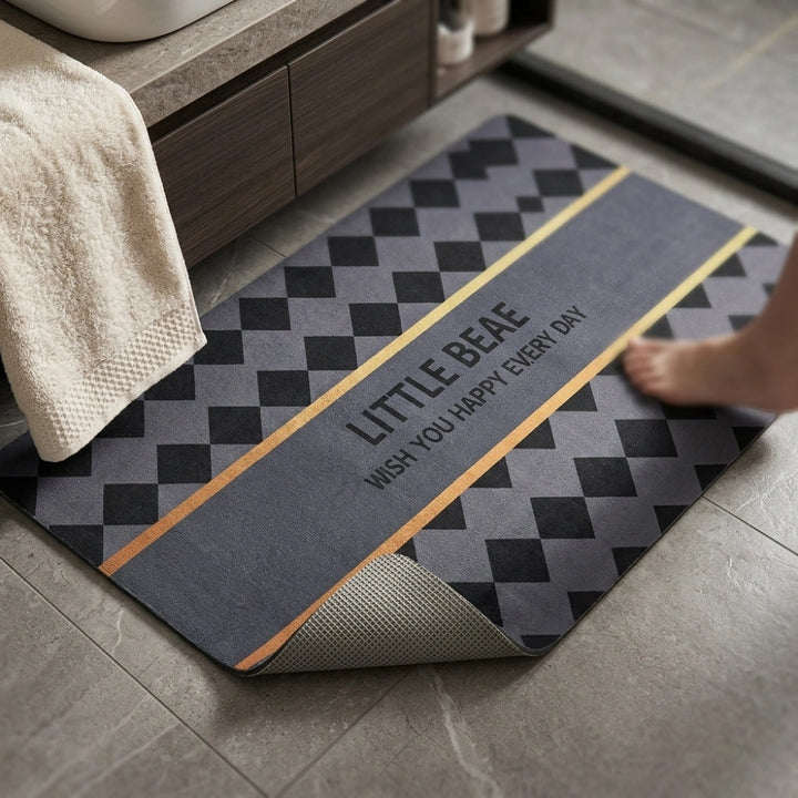 Little Beae Printed Bathroom Mat | Soft Quick Dry Anti-Slip Absorbent Floor Rug for Bathroom Entrance & Bedroom