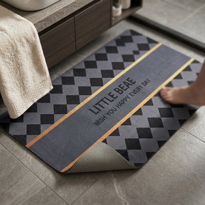 Little Beae Printed Bathroom Mat | Soft Quick Dry Anti-Slip Absorbent Floor Rug for Bathroom Entrance & Bedroom