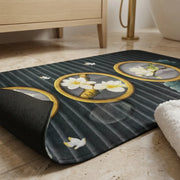 Luxury Floral Oval Anti-Slip Bath Mat | Soft Absorbent Quick Dry Bathroom Floor Rug | Modern Waterproof Door Mat