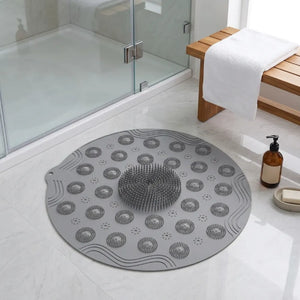 Round Non-Slip Shower Mat Massage Mat with Suction Cups and Drain Holes, PVC Washable Shower Massage Foot Pad for Kids, Adults, Elderly, Bathroom
