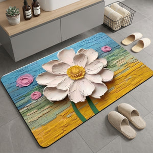3D Floral Anti-Slip Door Mat | Soft Absorbent Washable Floor Rug for Bathroom, Bedroom & Entrance