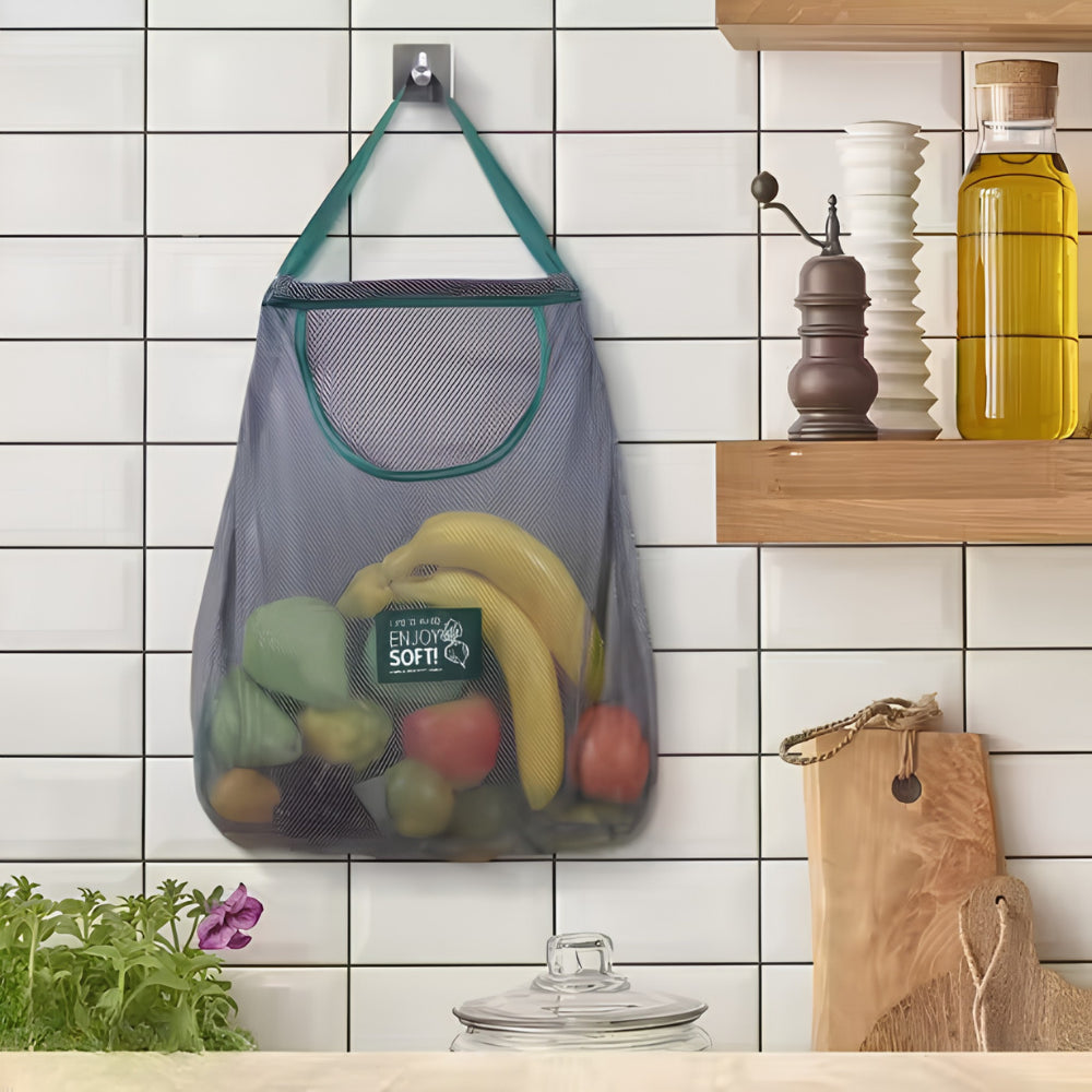 Reusable Mesh Storage Bags for Fruits & Vegetables | Washable Hanging Net Bags for Onion, Garlic & Kitchen Organization