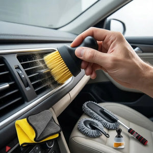 5 PCs Microfiber Car Duster with Long Handle Car Cleaning Brush Exteriror and Interiror Car Cleaning Cloth Car Ac Vent Cleaner Brush for Car, Motorbike, SUVs Car Cleaning Kit
