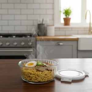 Round Glass Lunch Box 370ML (1 Pc) | Borosilicate Airtight Food Storage Container