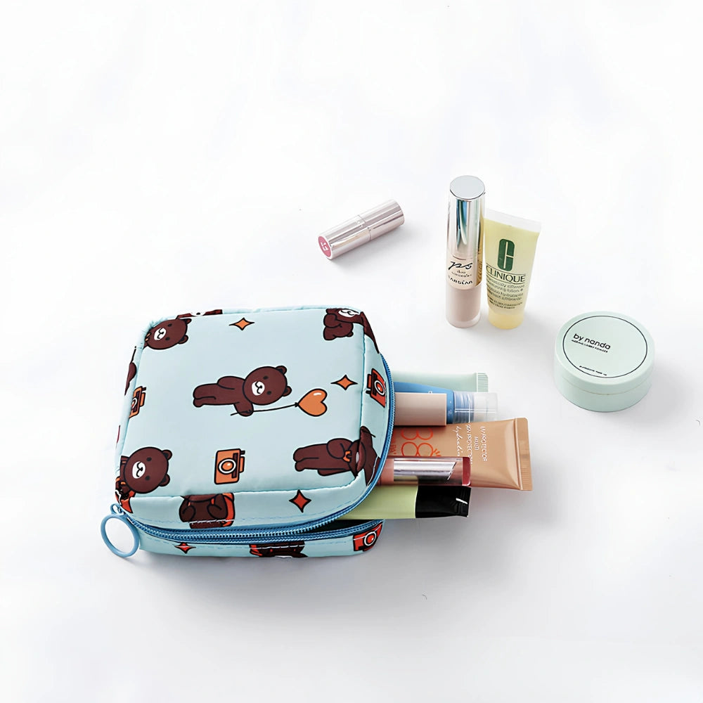 Sanitary Pad Storage Bag Portable Period Pouch Menstrual Organizer with Zipper multicolor