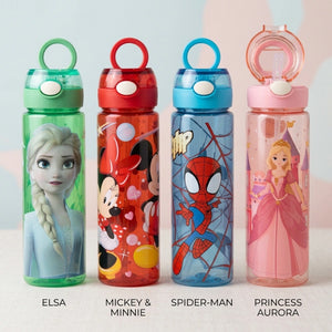 750ml Cartoon Kids Water Bottle | Leakproof Plastic Sipper Bottle for School, Travel & Outdoor | BPA-Free Drinking Bottle with Easy Carry Design