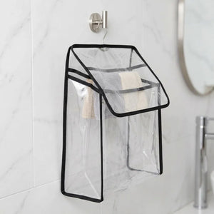 Clear PVC Hanging Storage Bag | Waterproof Bathroom Organizer with Hooks | Portable Toiletry, Laundry & Clothes Storage Bag